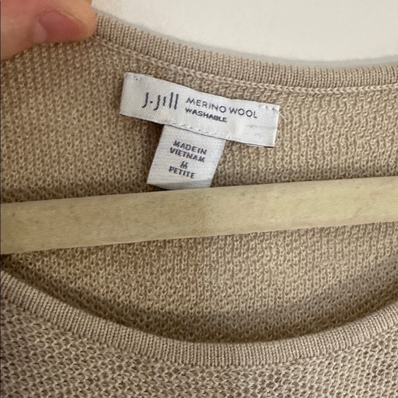 J.Jill Merino Wool Washable Sweater Beige Petite M Lightweight Knit Pullover - Picture 2 of 12